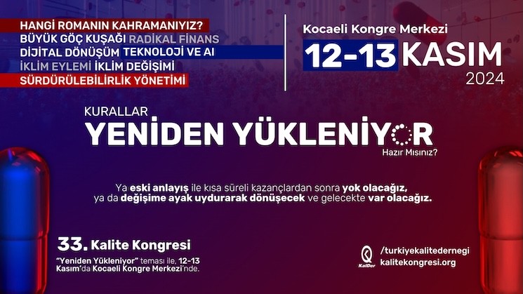 Türkiye Kalite Derneği (KalDer) bilim, akademi, medya ve iş dünyasının temsilcilerini 33’üncü kez bir araya getirecek